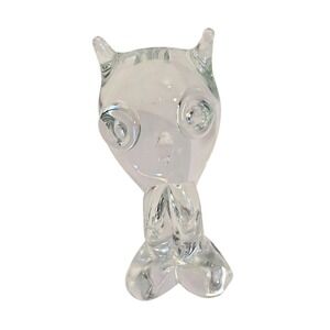 Vintage Mid Century Modern Hand Blown Lead Crystal Owl KRISTALUXUS Collectible